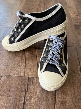 Dior Walk'N'Dior Black Canvas Sneakers, Size 5 1/2